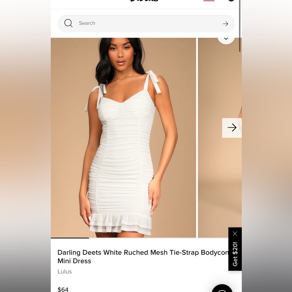 Lulu’s Darling Deets Ruched Mesh Tie-Strap Bodycon Mini Dress